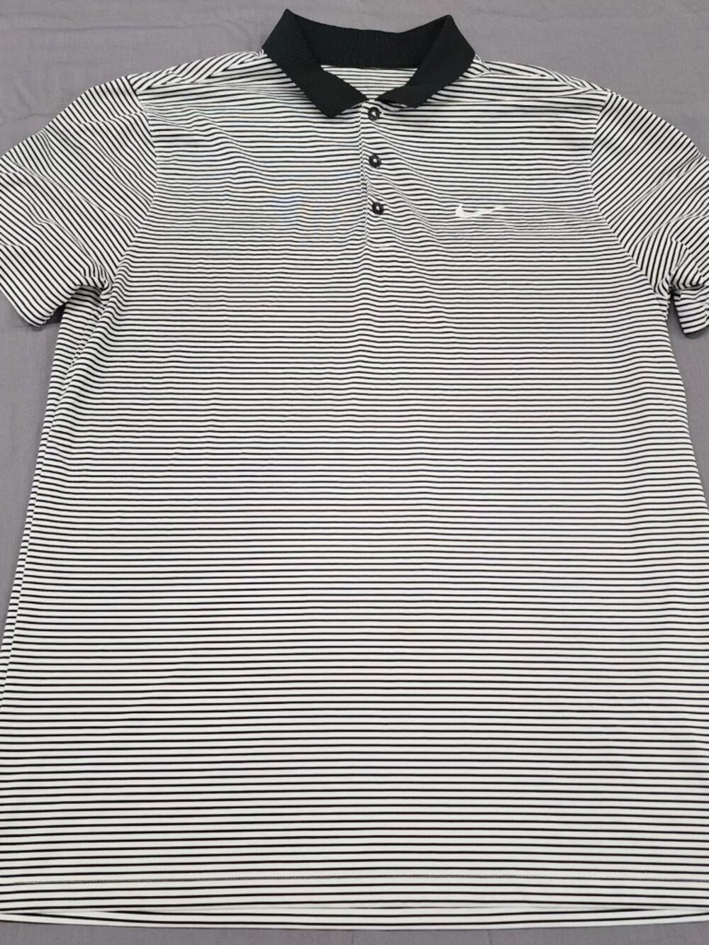 Nike Golf Dri-Fit Polo Shirt Men's L Black White Striped Short Sleeve